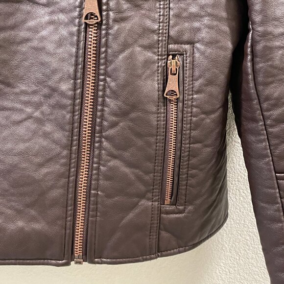 MARC NEW YORK/ANDREW MARC Faux/Vegan Leather Moto Jacket, Deep Burgundy - L - Picture 6 of 15